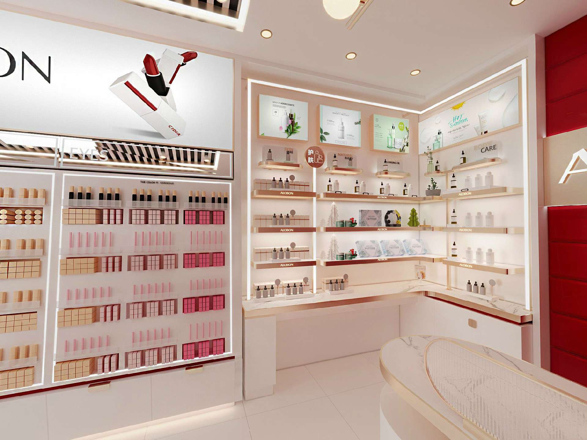 鄭州商場(chǎng)化妝品店裝修設(shè)計(jì)效果圖