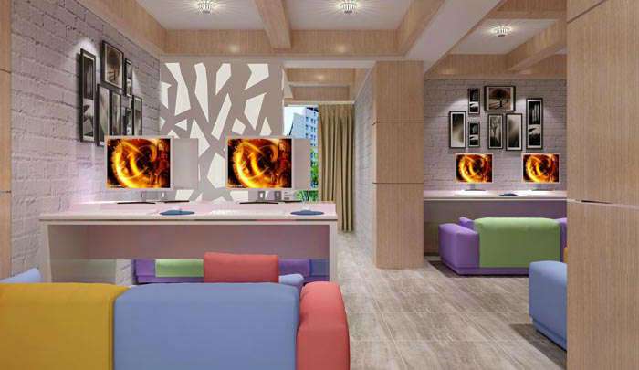 現(xiàn)代簡約風格網(wǎng)咖裝修設(shè)計效果圖