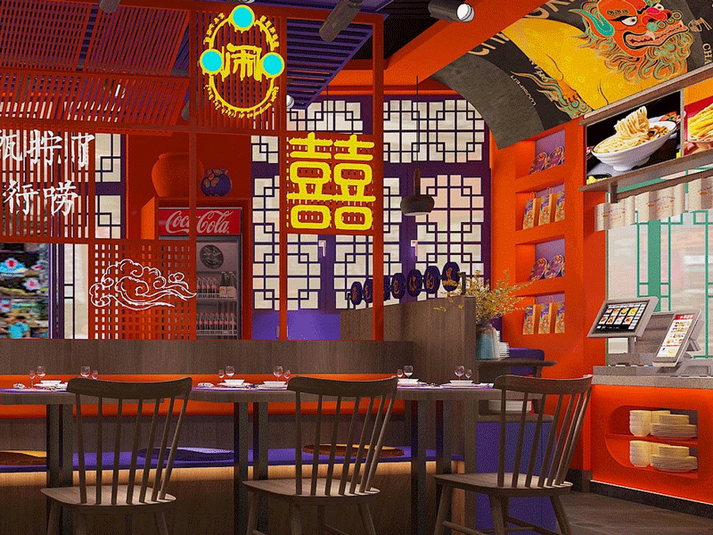160平米國潮風(fēng)螺螄粉店鋪裝修設(shè)計(jì)