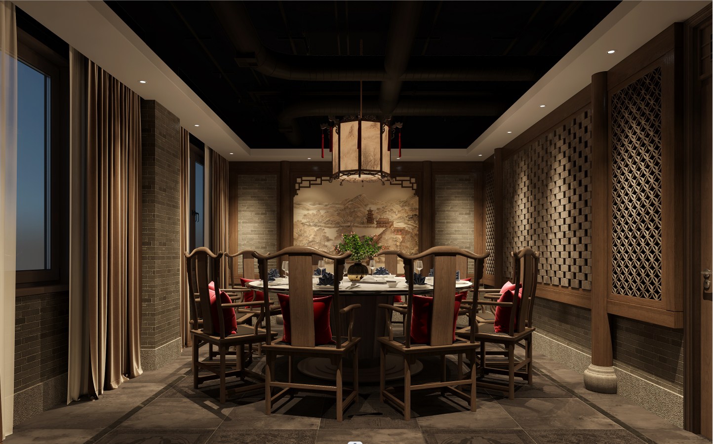 400平米漢唐風火鍋店裝修設(shè)計效果圖