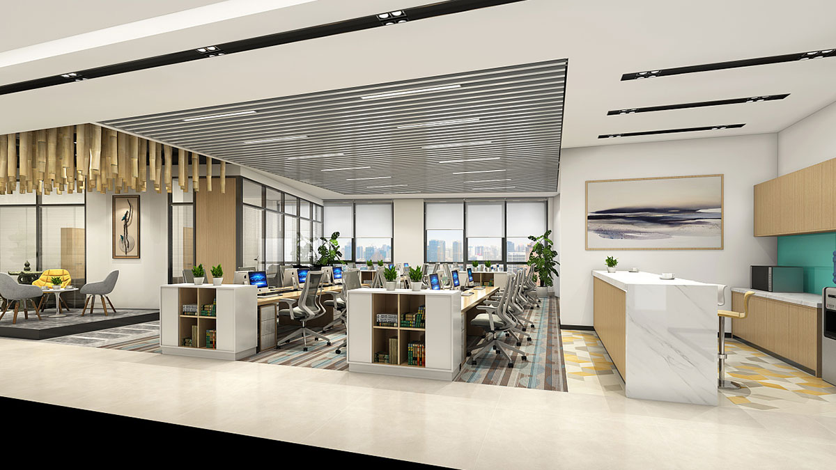 340平米簡約辦公空間設(shè)計(jì)效果圖