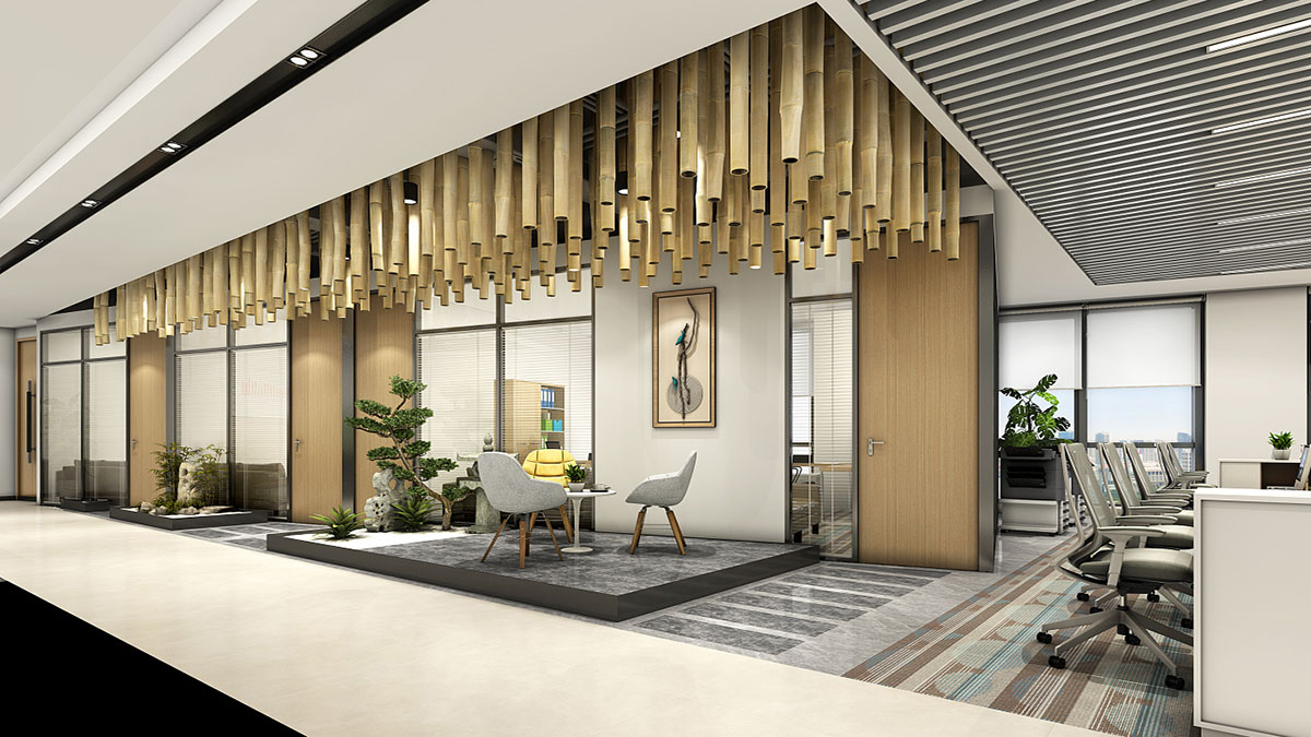 340平米簡約辦公空間設(shè)計(jì)效果圖