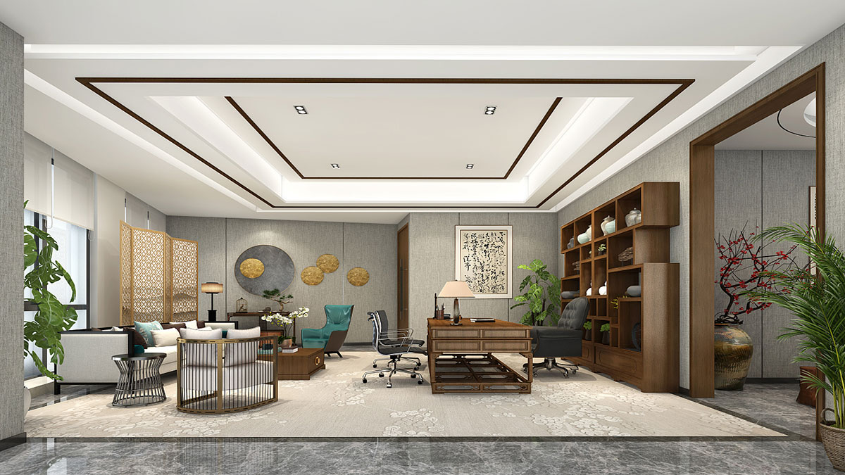 340平米簡約辦公空間設(shè)計(jì)效果圖