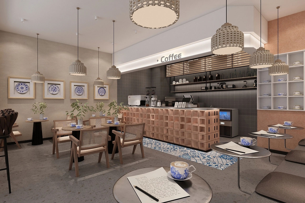 159平米鄭州咖啡店裝修設(shè)計(jì)效果圖
