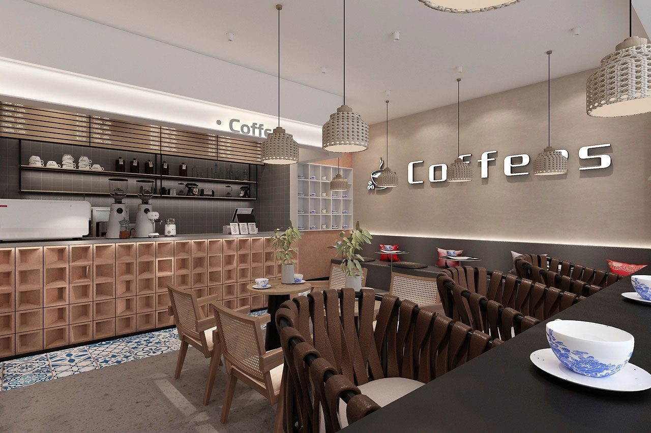 159平米鄭州咖啡店裝修設(shè)計(jì)效果圖