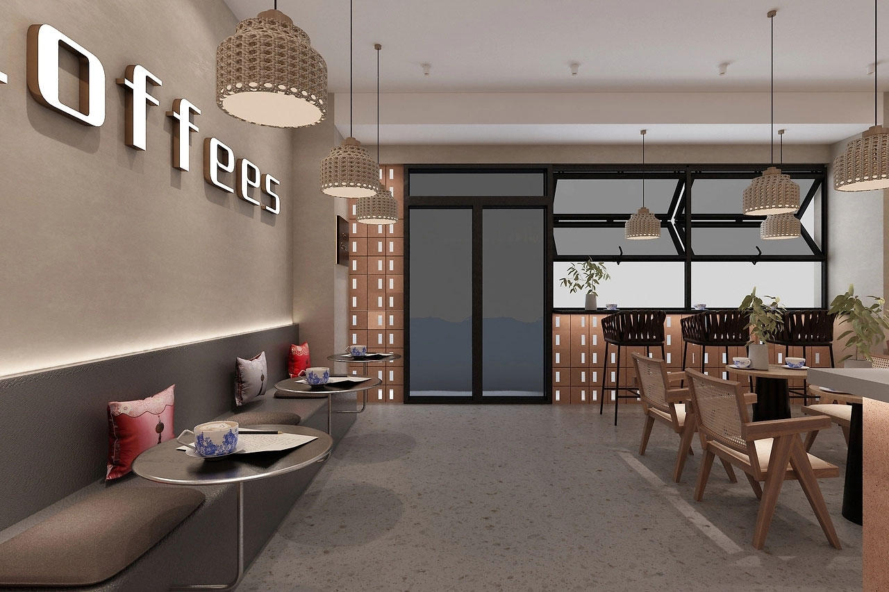 159平米鄭州咖啡店裝修設(shè)計(jì)效果圖