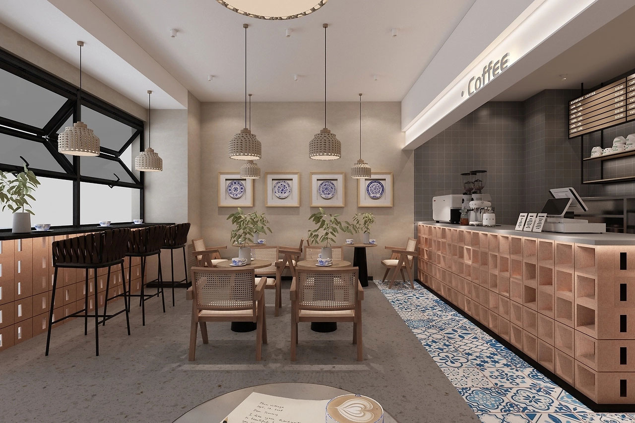 159平米鄭州咖啡店裝修設(shè)計(jì)效果圖