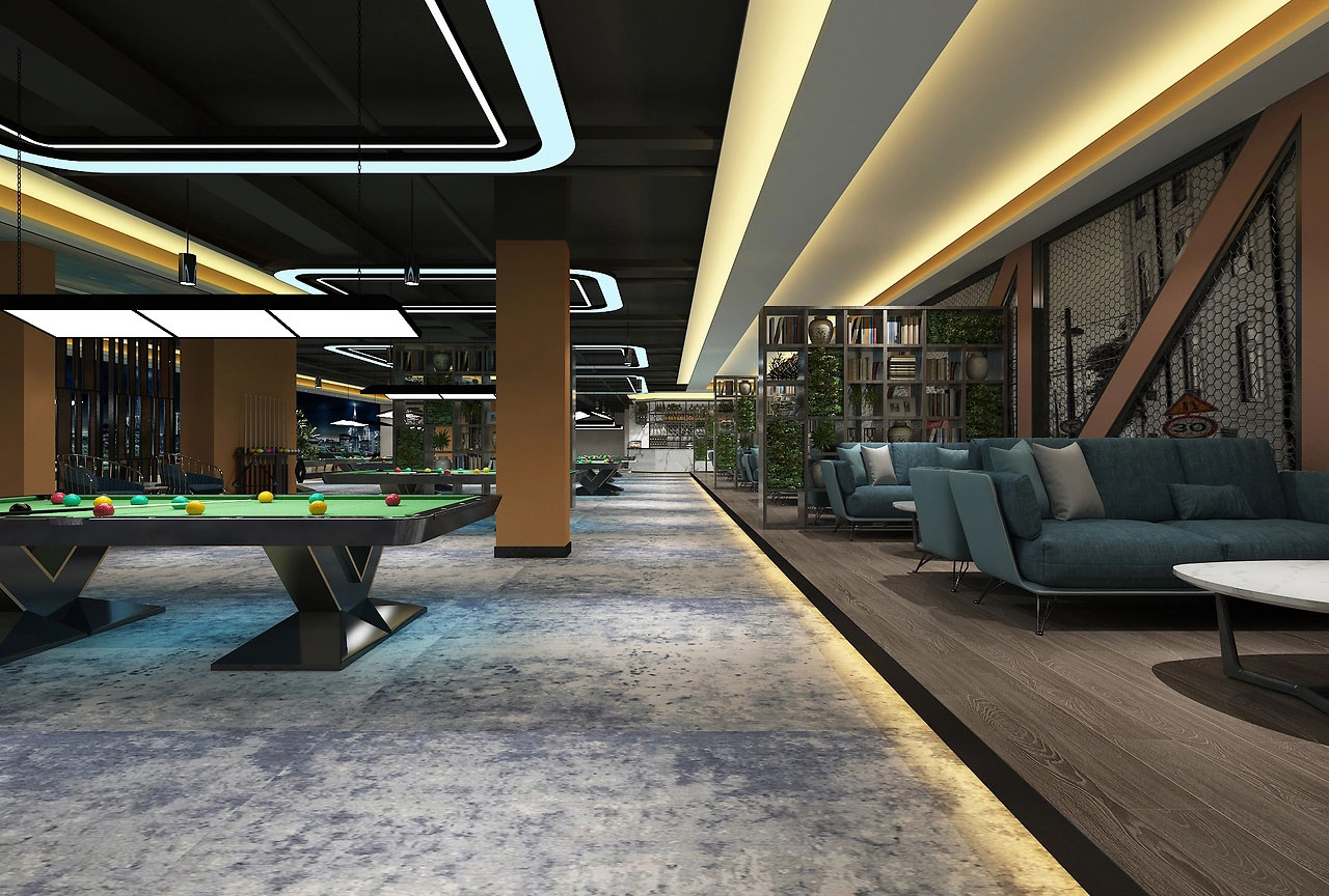 314平米鄭州臺球館裝修設(shè)計效果圖