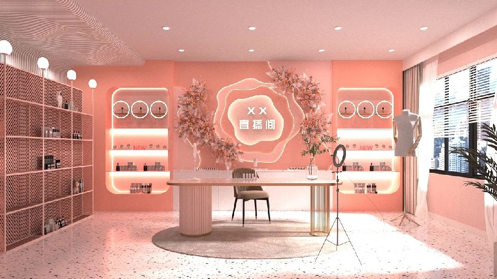 直播間背景墻設計搭建，直播間背景墻裝修效果圖