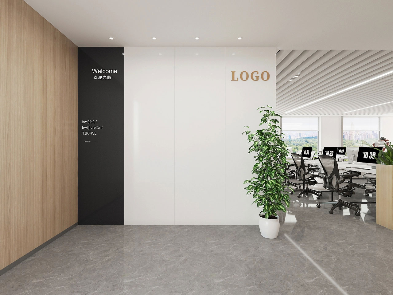 235平米鄭州辦公室設(shè)計(jì)施工效果圖