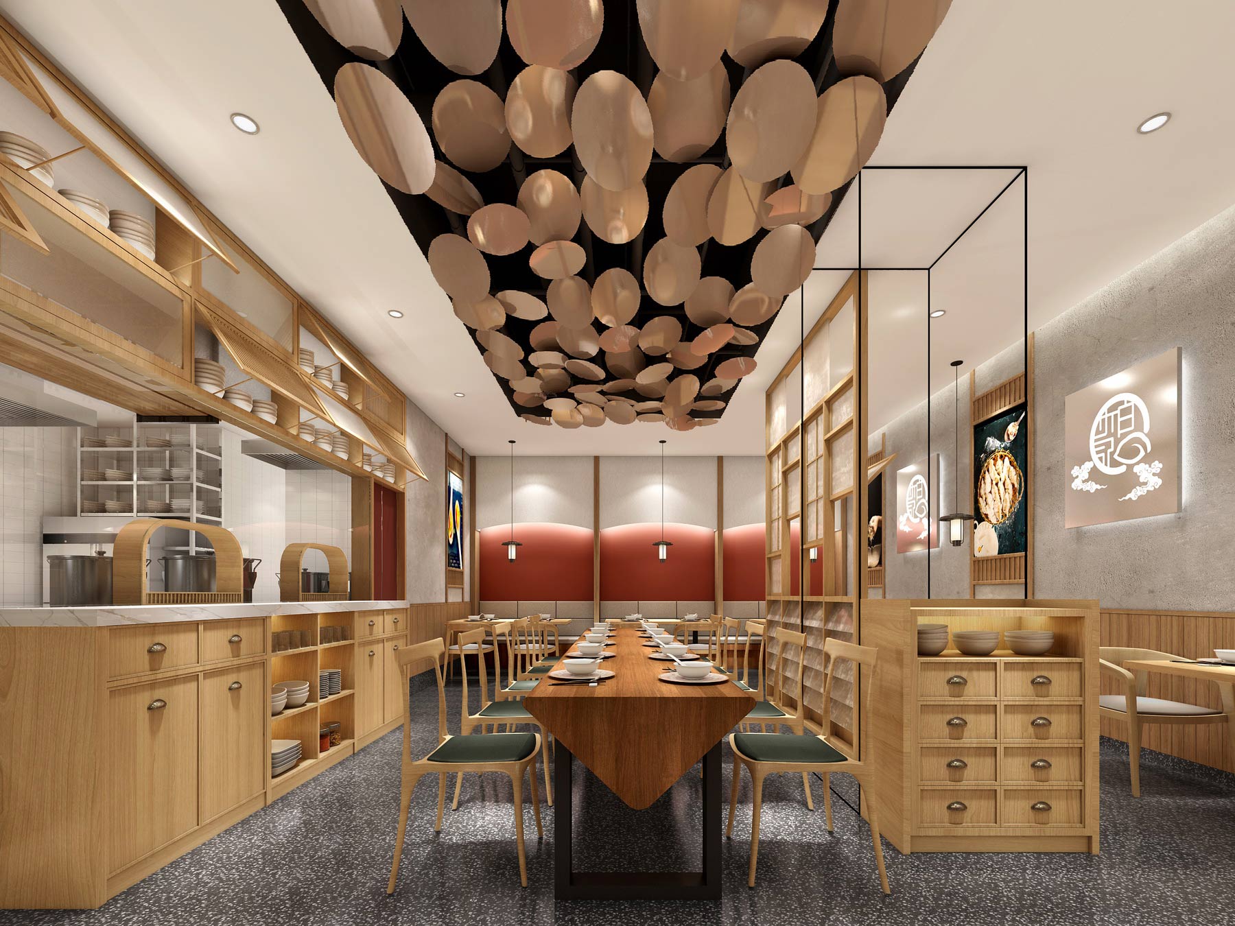 150平米鄭州水餃店面裝修設(shè)計效果圖