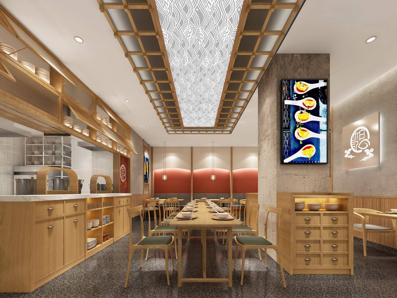 150平米鄭州水餃店面裝修設(shè)計效果圖