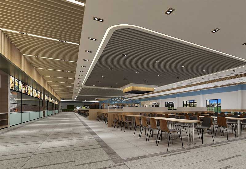 鄭州學(xué)校食堂裝修工期安排:食堂不同餐區(qū)的施工順序