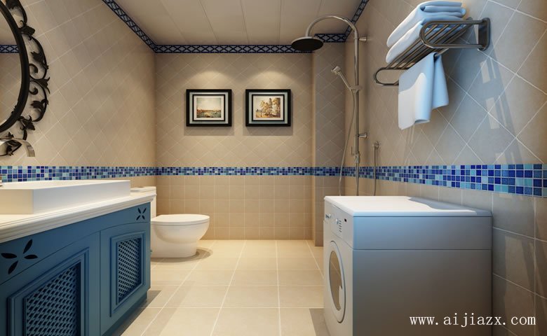 簡(jiǎn)潔的地中海風(fēng)格衛(wèi)生間裝修效果圖