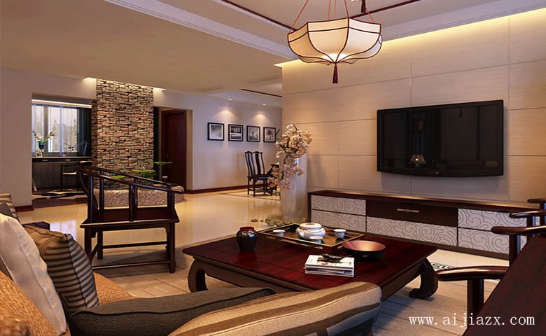 開(kāi)闊大氣的新中式風(fēng)格客廳裝修效果圖