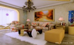 簡單舒適的暖色調(diào)田園風格客廳裝修效果圖