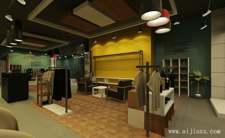 開(kāi)闊自在的服裝專賣店鋪展示區(qū)裝修效果圖