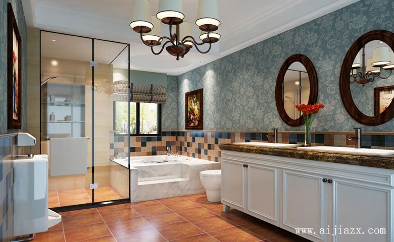 低調(diào)懷舊的簡(jiǎn)美風(fēng)格大戶型衛(wèi)生間裝修效果圖